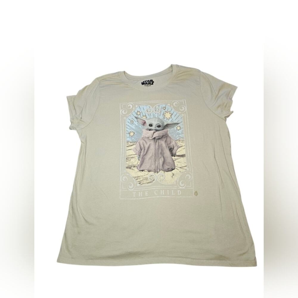 2XL Mens Groku The Child Star Wars Beige T-Shirt, Small Stain, Used.